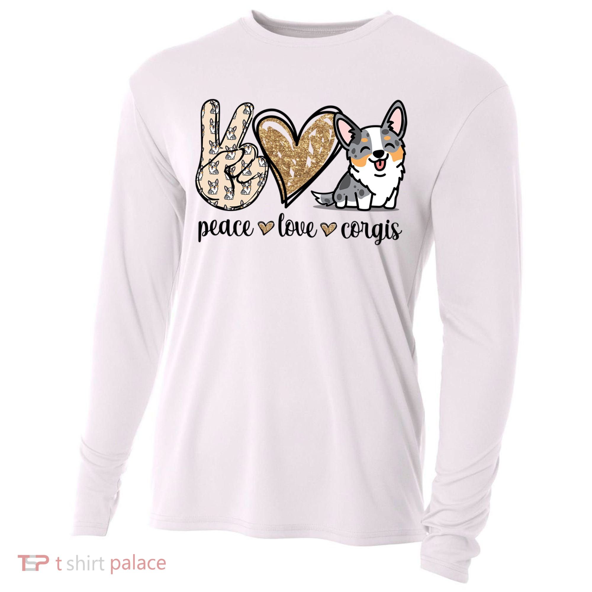 Blue Merle Corgi Gift Cooling Performance Long Sleeve Crew