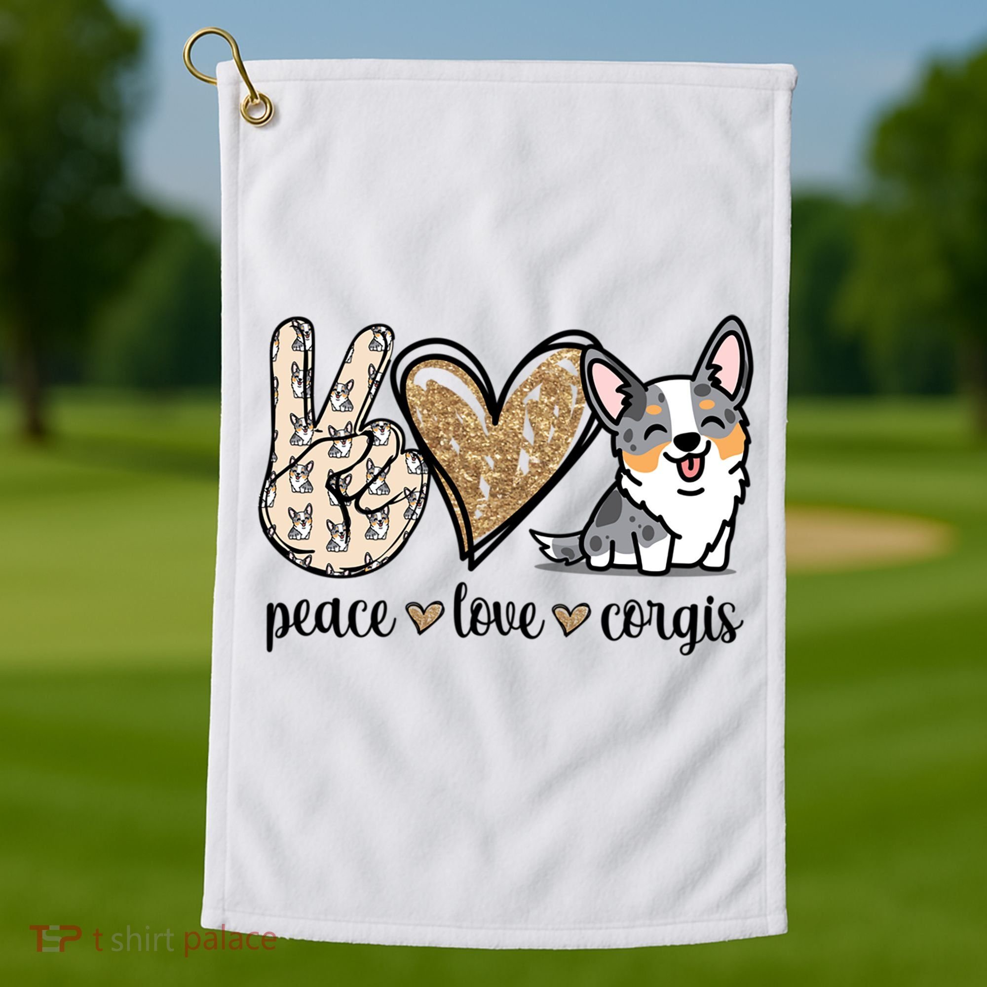 Blue Merle Corgi Gift Golf Towel