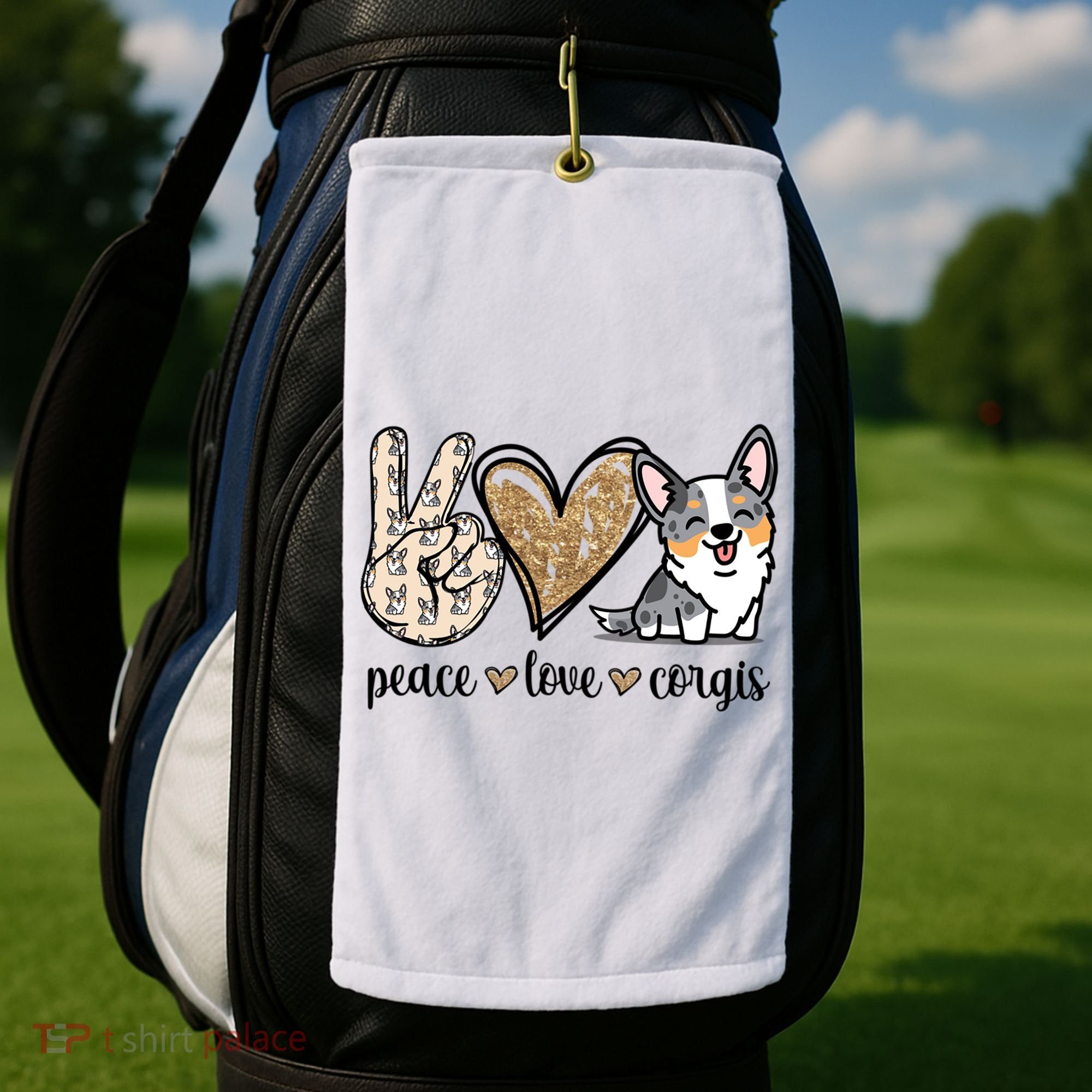 Blue Merle Corgi Gift Golf Towel