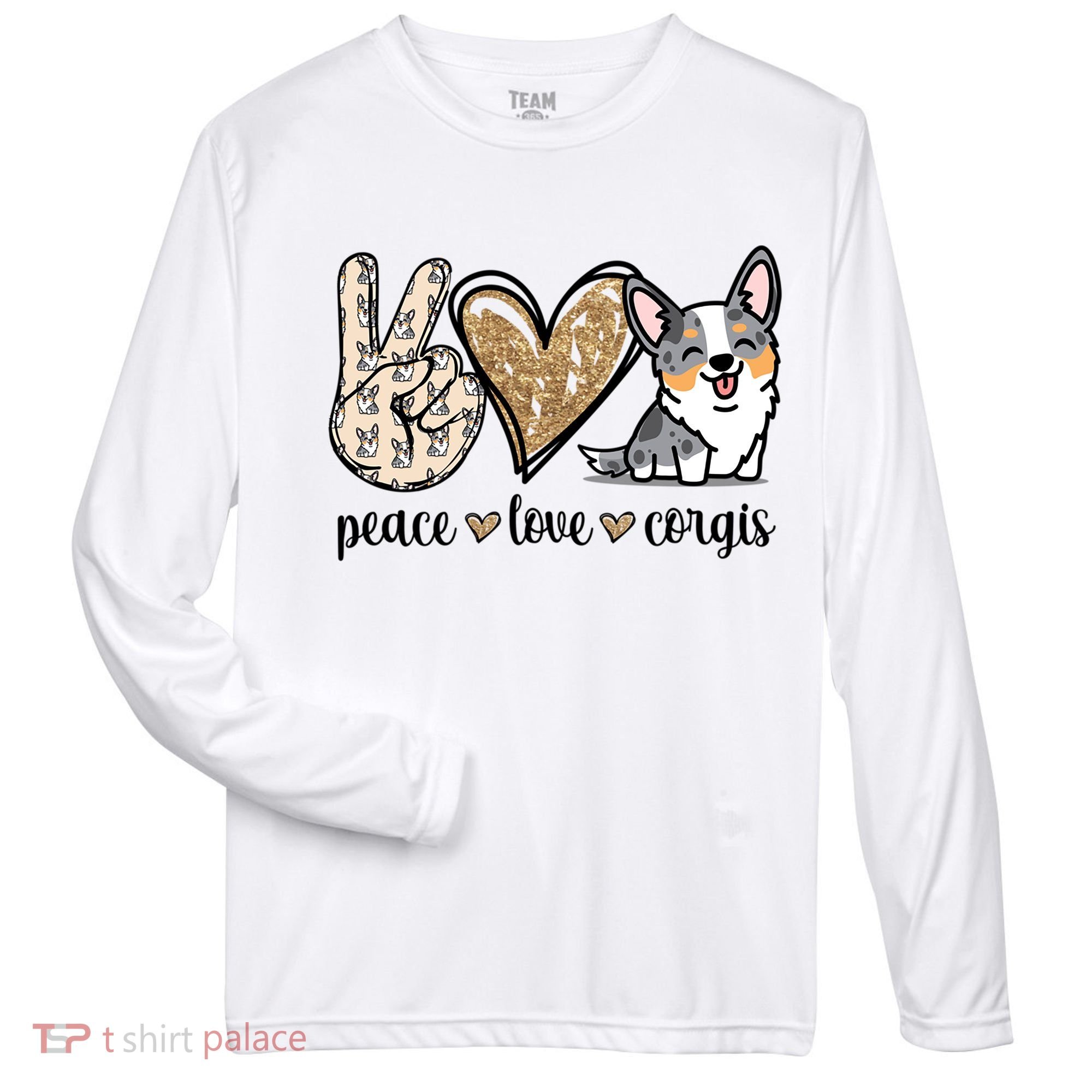 Blue Merle Corgi Gift Zone Performance Long-Sleeve T-Shirt