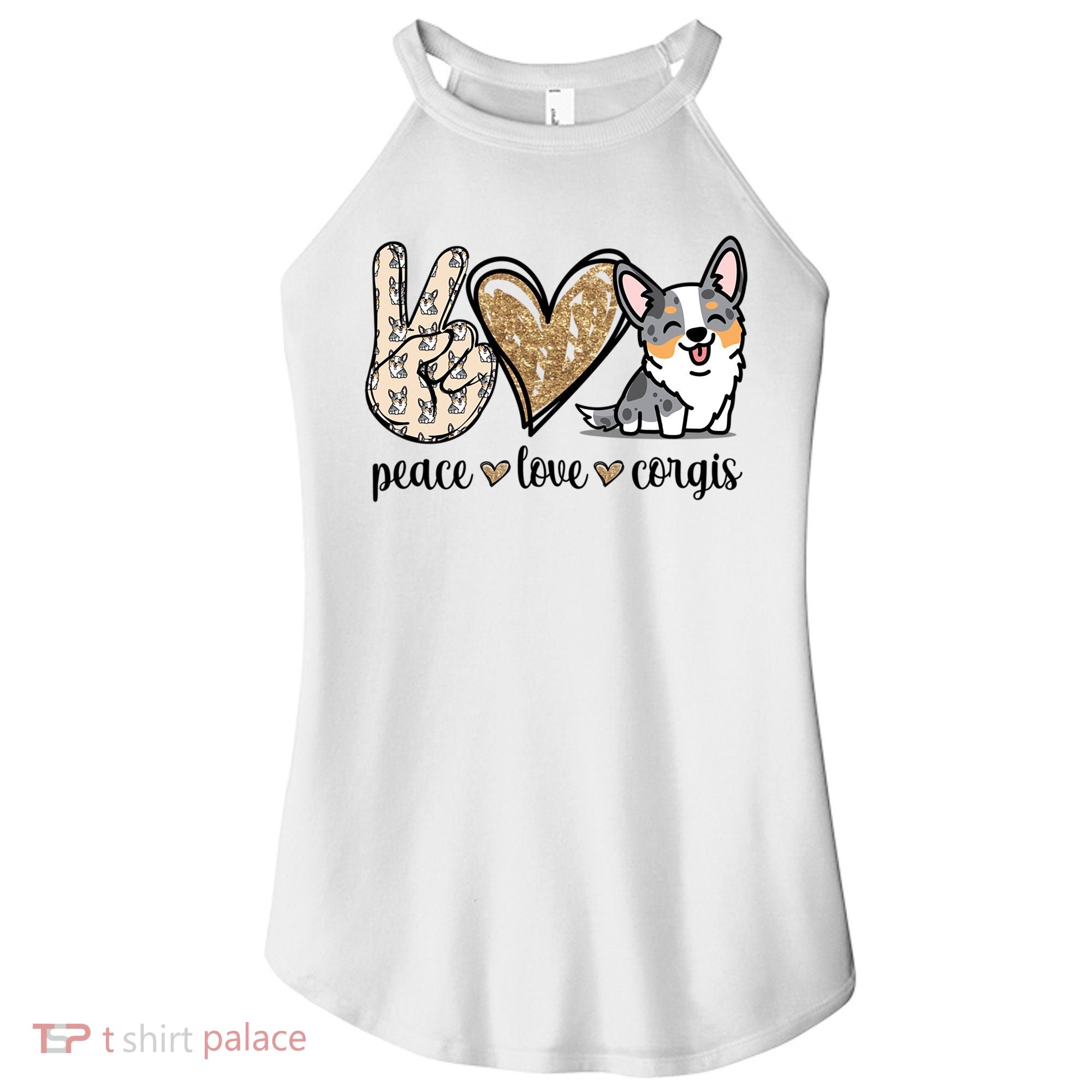 Blue Merle Corgi Gift Women's Perfect Tri Rocker Tank