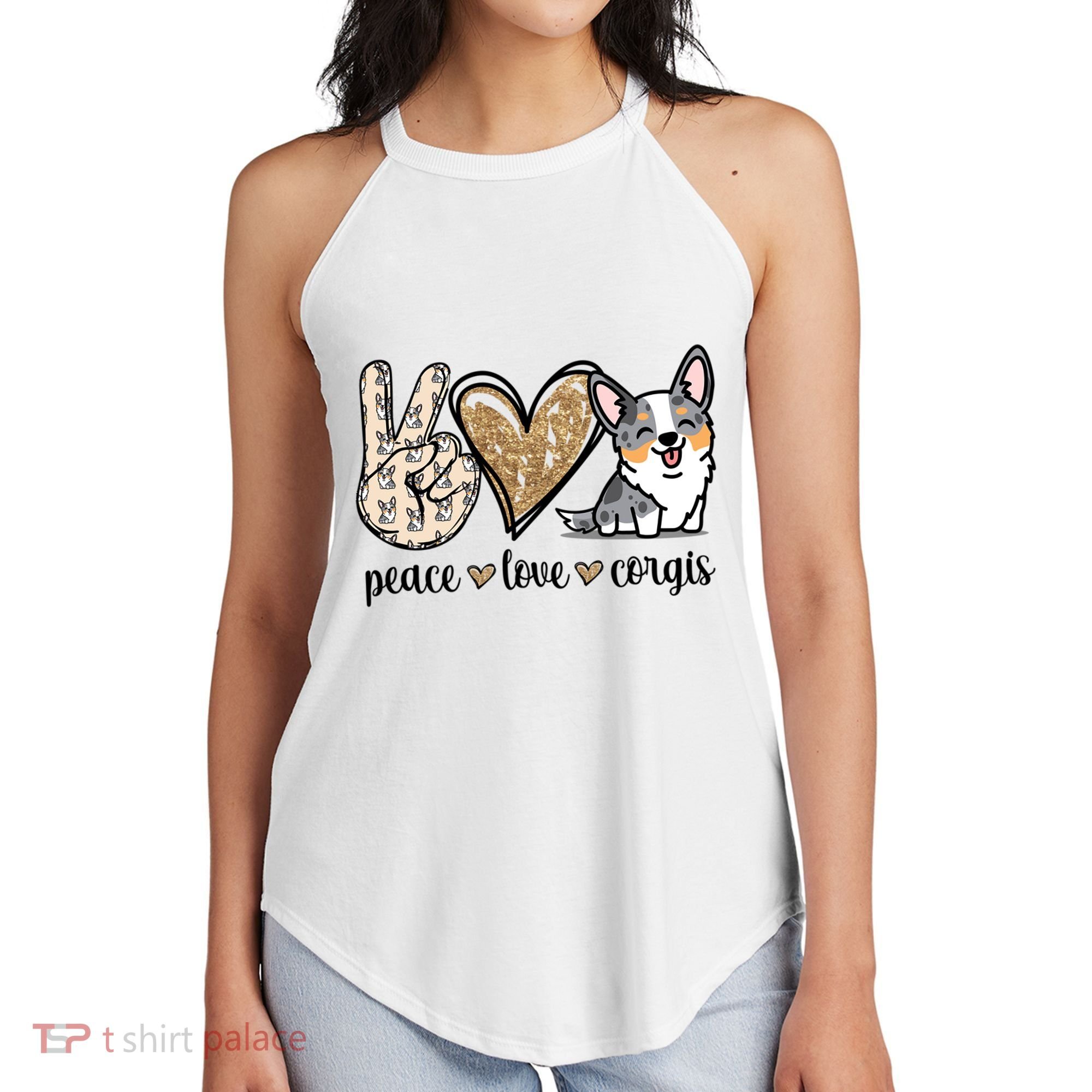 Blue Merle Corgi Gift Women's Perfect Tri Rocker Tank