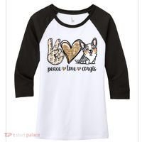 Blue Merle Corgi Gift Women's Tri-Blend 3/4-Sleeve Raglan Shirt thumb 0