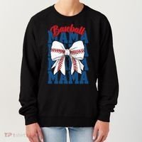 Baseball Mama Coquette Bow Game Day Baseball Mom Mother Women's Sweatshirt thumb 0