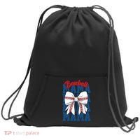 Baseball Mama Coquette Bow Game Day Baseball Mom Mother Sweatshirt Cinch Pack Bag thumb 0