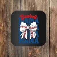 Baseball Mama Coquette Bow Game Day Baseball Mom Mother Coaster thumb 0