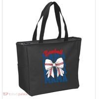Baseball Mama Coquette Bow Game Day Baseball Mom Mother Tote Bag thumb 2