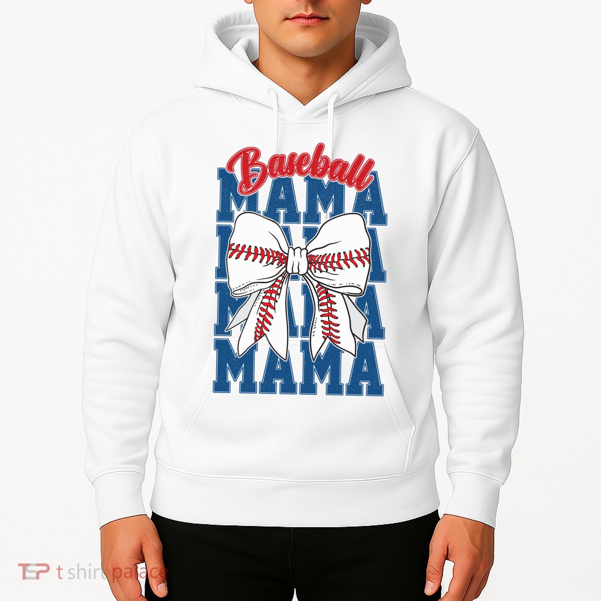 Baseball Mama Coquette Bow Game Day Baseball Mom Mother Hoodie