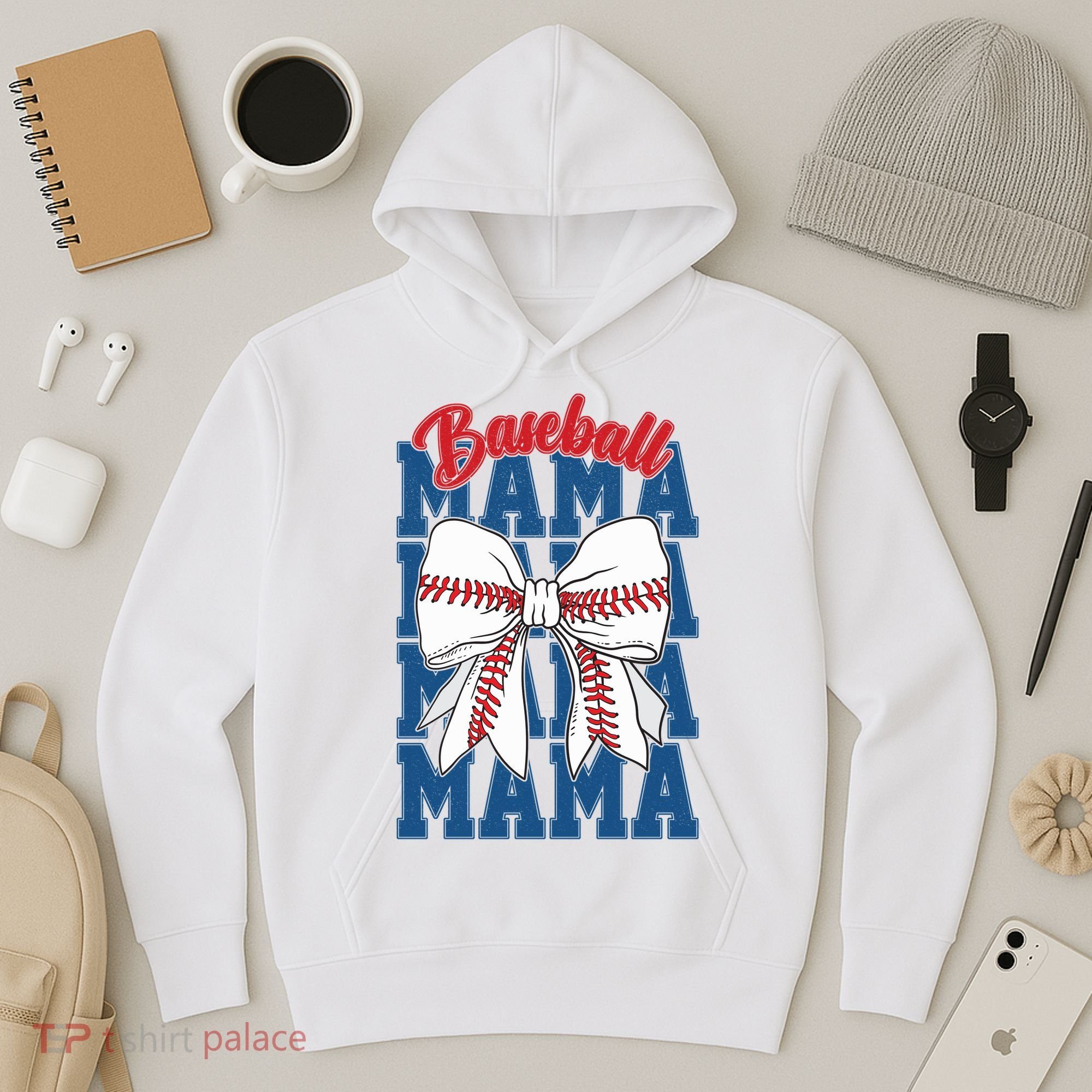 Baseball Mama Coquette Bow Game Day Baseball Mom Mother Hoodie