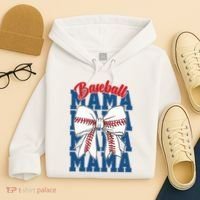 Baseball Mama Coquette Bow Game Day Baseball Mom Mother Hoodie thumb 4