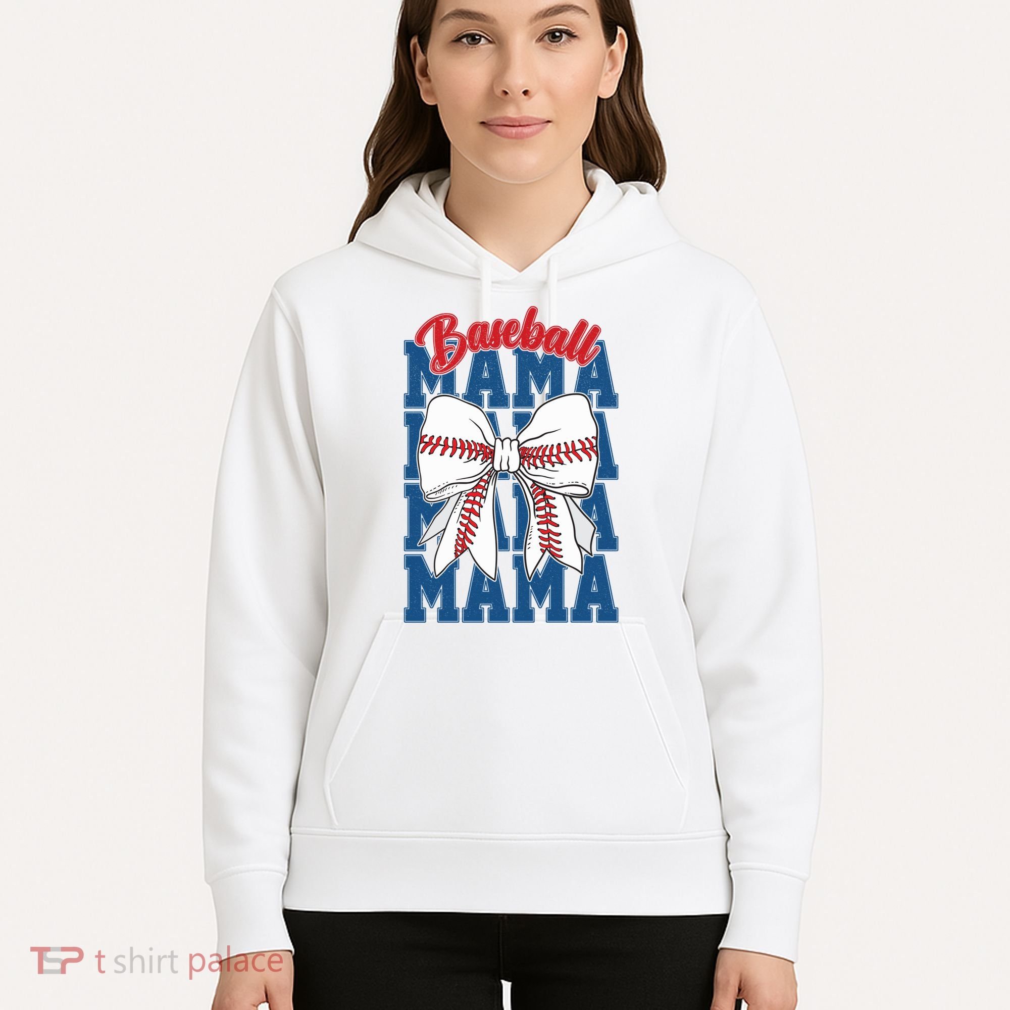 Baseball Mama Coquette Bow Game Day Baseball Mom Mother Hoodie