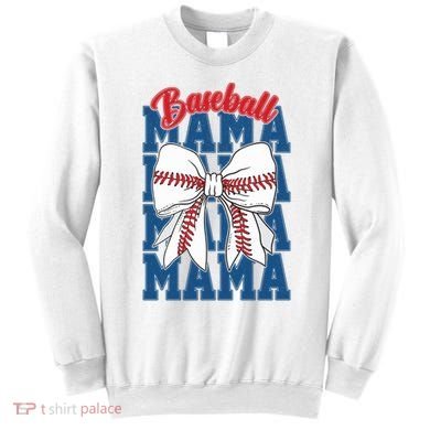 Baseball Mama Coquette Bow Game Day Baseball Mom Mother Sweatshirt