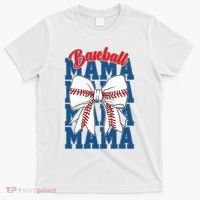 Baseball Mama Coquette Bow Game Day Baseball Mom Mother T-Shirt thumb 0
