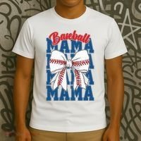 Baseball Mama Coquette Bow Game Day Baseball Mom Mother T-Shirt thumb 3