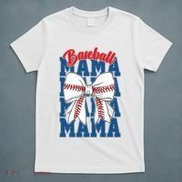 Baseball Mama Coquette Bow Game Day Baseball Mom Mother T-Shirt thumb 5