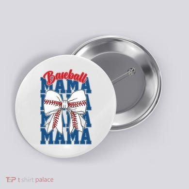 Baseball Mama Coquette Bow Game Day Baseball Mom Mother Button