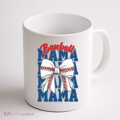 Baseball Mama Coquette Bow Game Day Baseball Mom Mother Coffee Mug back