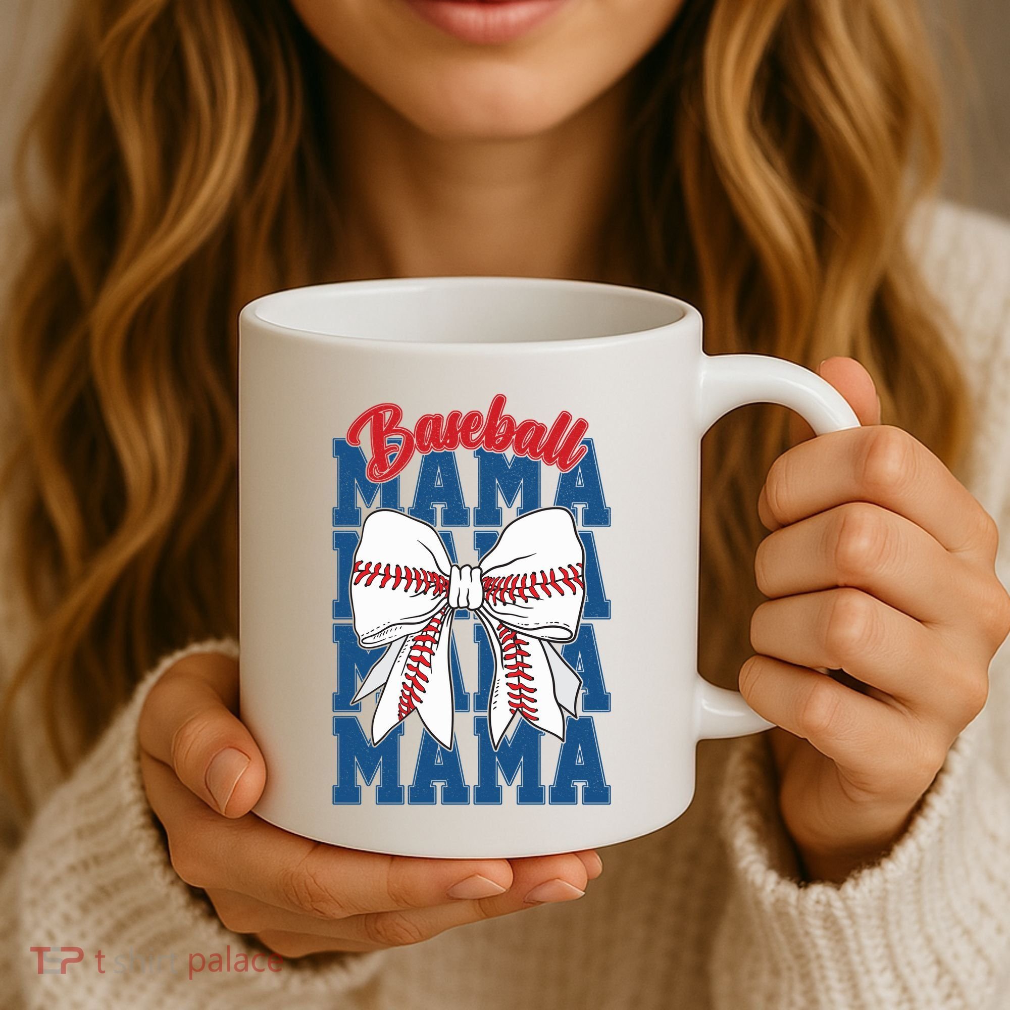 Baseball Mama Coquette Bow Game Day Baseball Mom Mother Coffee Mug