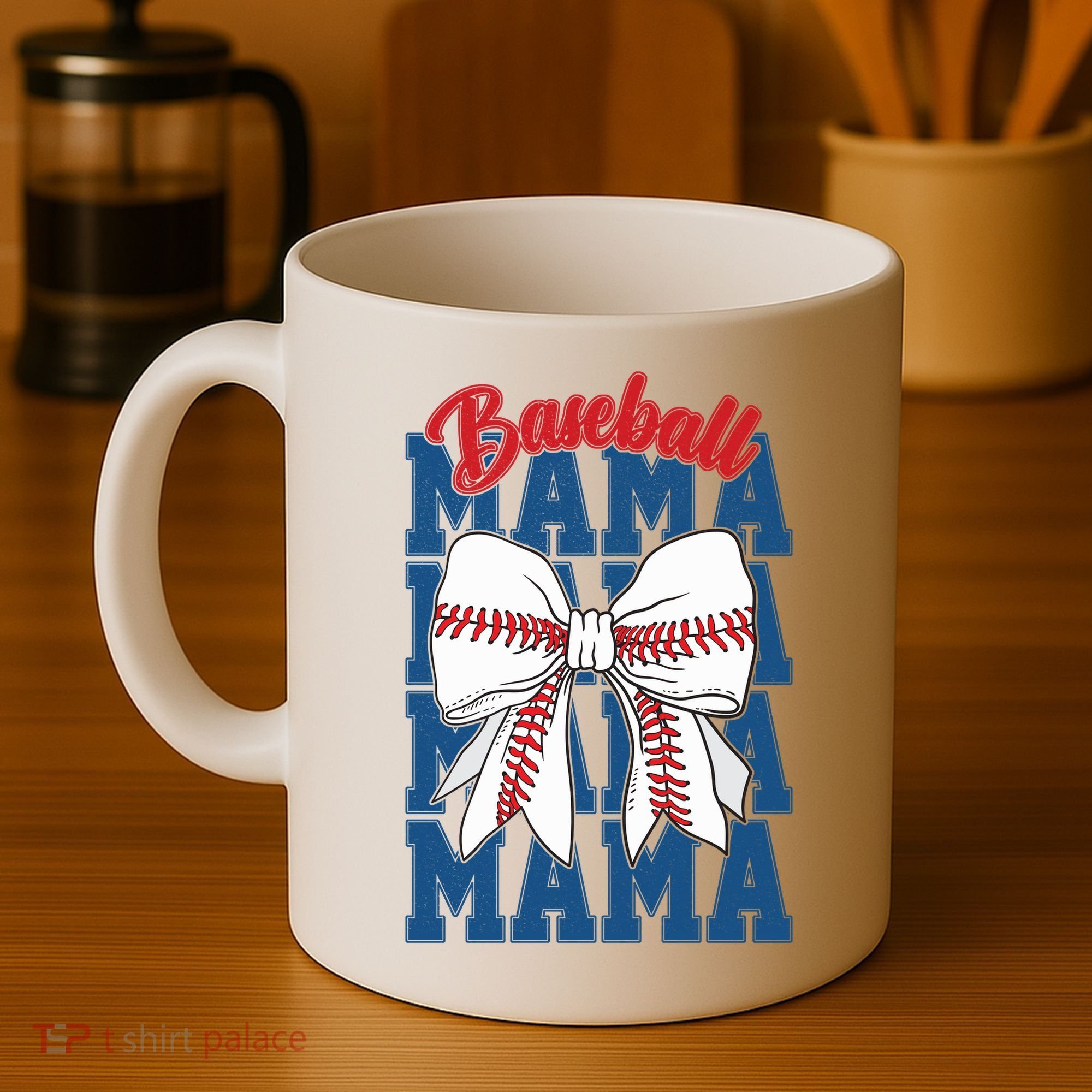Baseball Mama Coquette Bow Game Day Baseball Mom Mother Coffee Mug