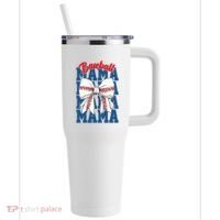 Baseball Mama Coquette Bow Game Day Baseball Mom Mother 40oz Vacuum Insulated Stainless Steel Travel Tumbler thumb 0