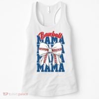 Baseball Mama Coquette Bow Game Day Baseball Mom Mother Women's Tank Top thumb 0