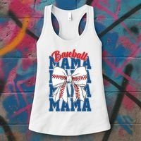 Baseball Mama Coquette Bow Game Day Baseball Mom Mother Women's Tank Top thumb 3