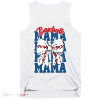 Baseball Mama Coquette Bow Game Day Baseball Mom Mother Tank Top