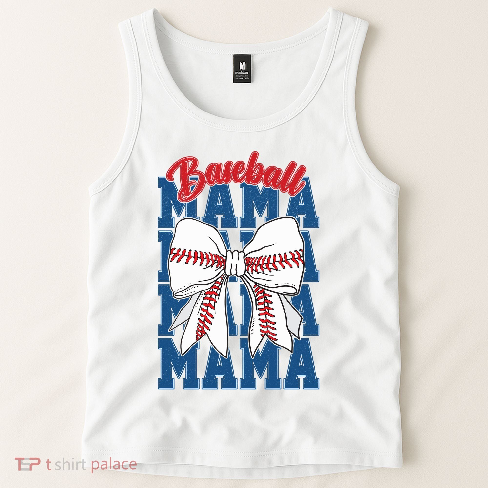 Baseball Mama Coquette Bow Game Day Baseball Mom Mother Tank Top