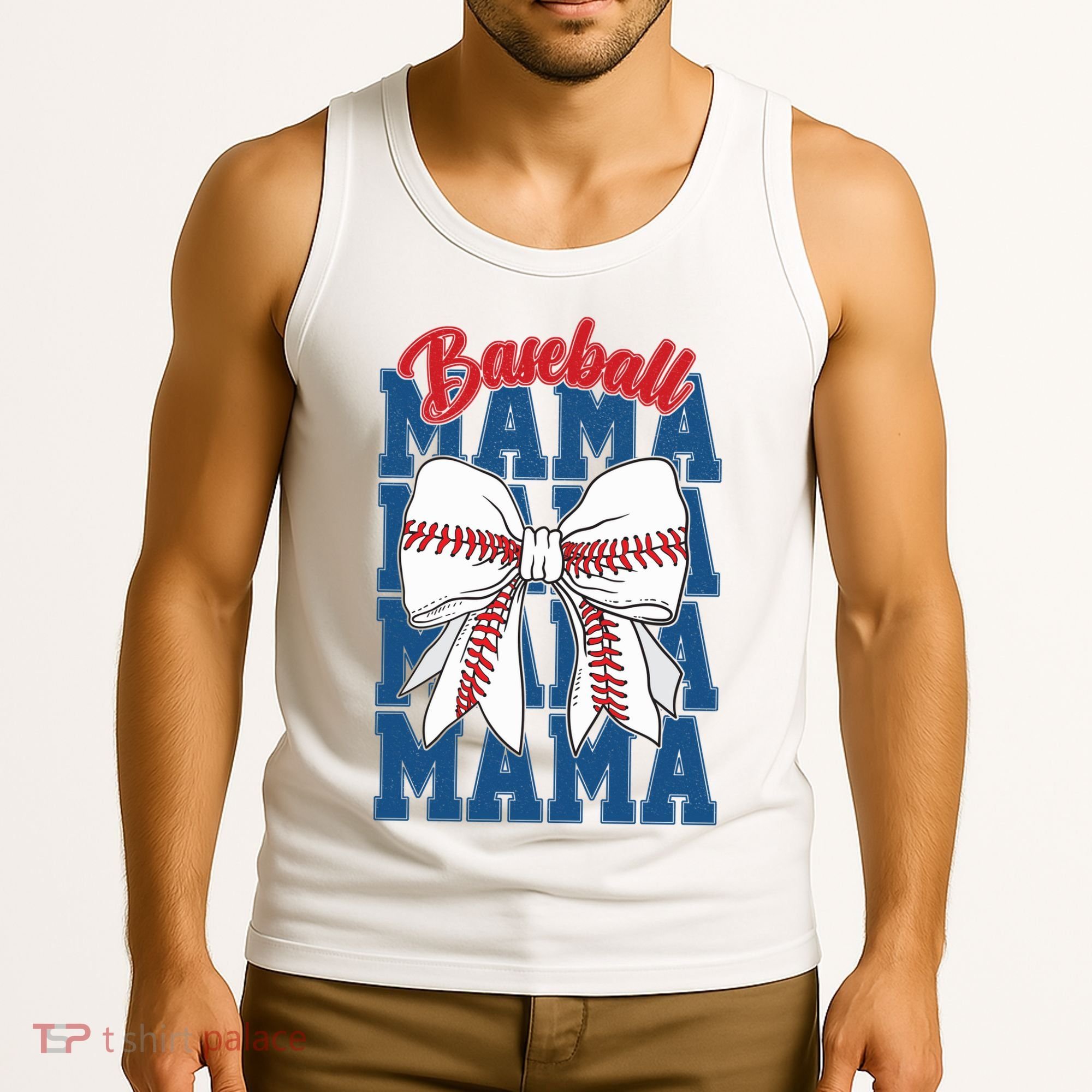 Baseball Mama Coquette Bow Game Day Baseball Mom Mother Tank Top