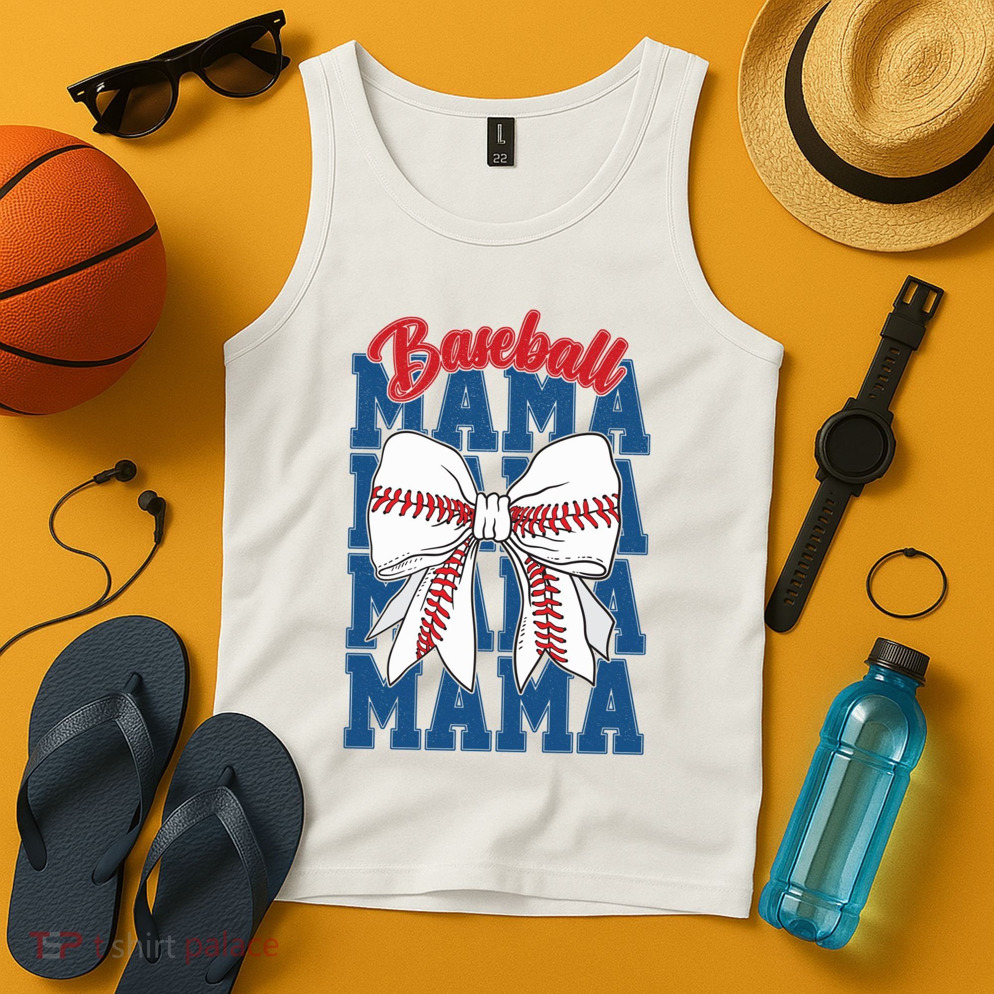 Baseball Mama Coquette Bow Game Day Baseball Mom Mother Tank Top