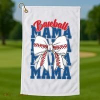 Baseball Mama Coquette Bow Game Day Baseball Mom Mother Golf Towel thumb 1