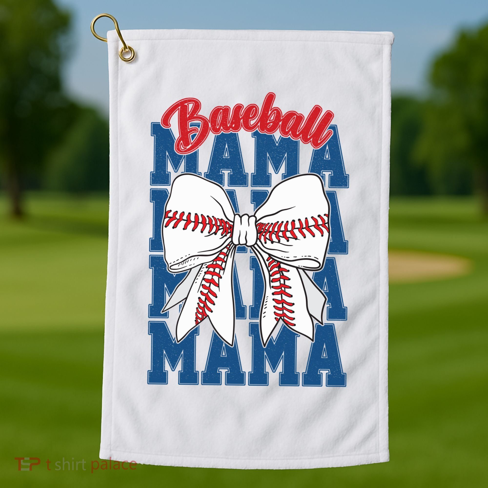 Baseball Mama Coquette Bow Game Day Baseball Mom Mother Golf Towel