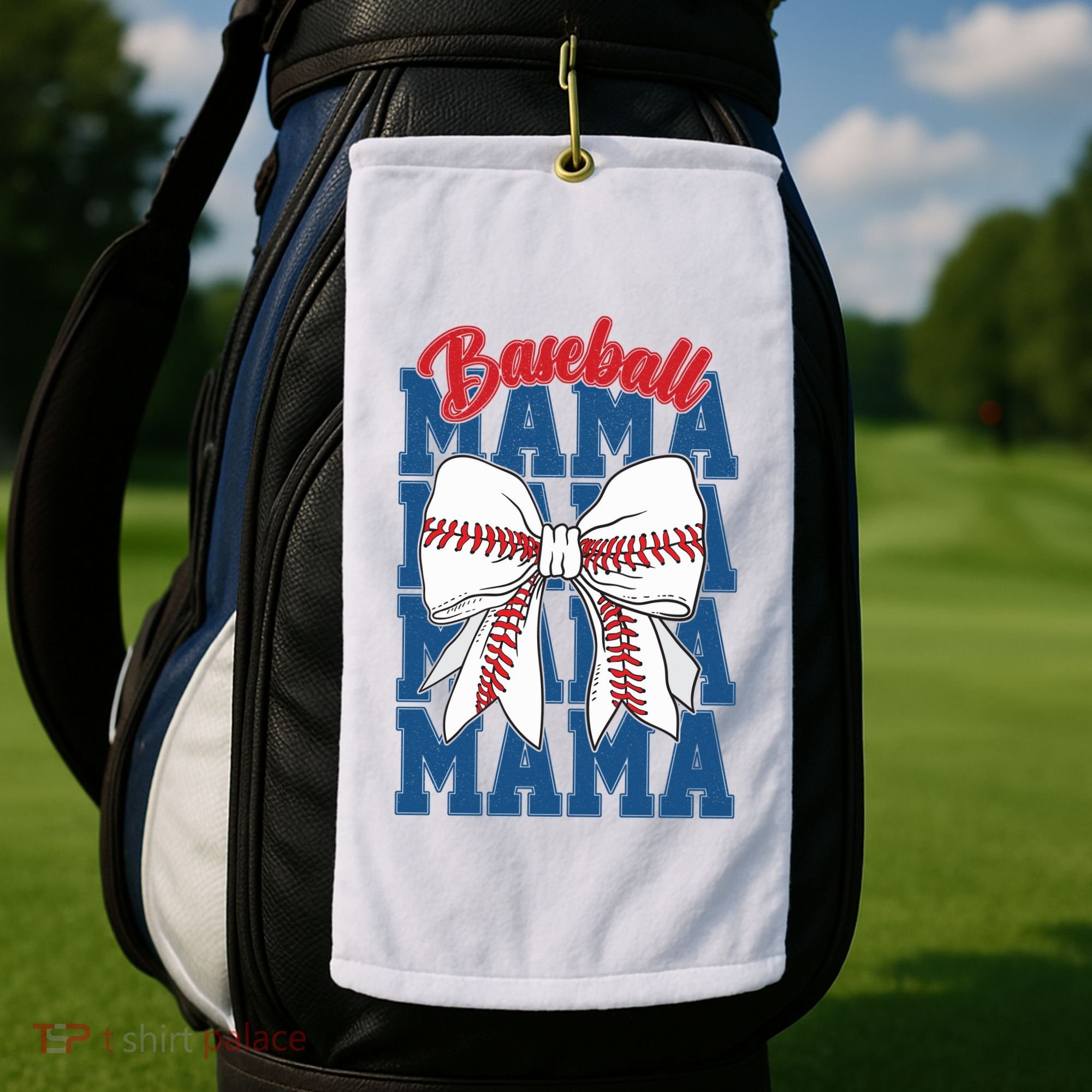 Baseball Mama Coquette Bow Game Day Baseball Mom Mother Golf Towel