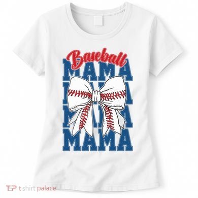 Baseball Mama Coquette Bow Game Day Baseball Mom Mother Women's T-Shirt