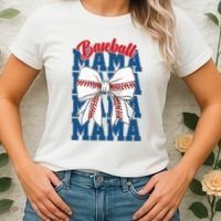 Baseball Mama Coquette Bow Game Day Baseball Mom Mother Women's T-Shirt thumb 2
