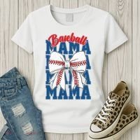 Baseball Mama Coquette Bow Game Day Baseball Mom Mother Women's T-Shirt thumb 3
