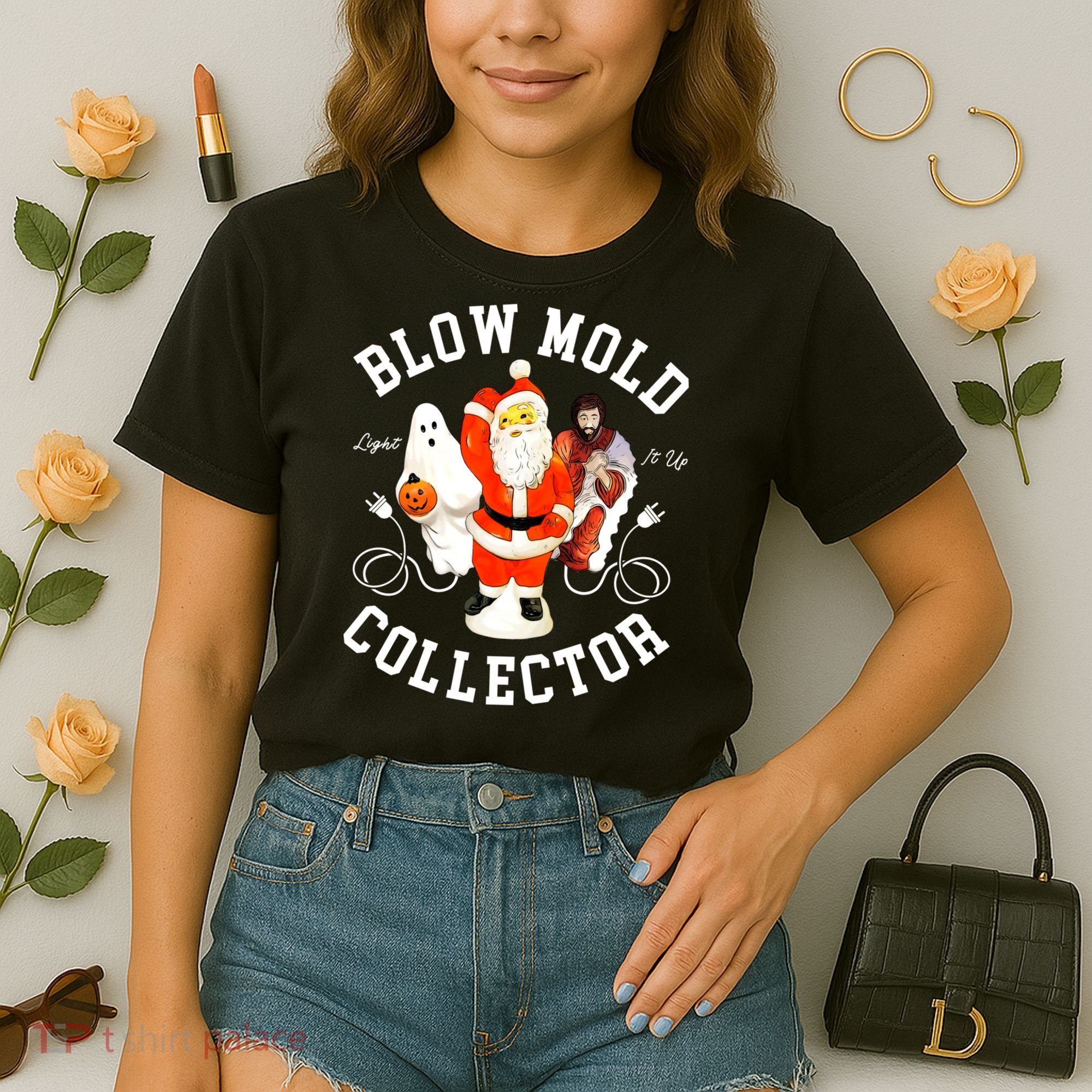 Blow Mold Collector Light It Up Christmas Halloween Comfort Colors Boxy T-Shirt