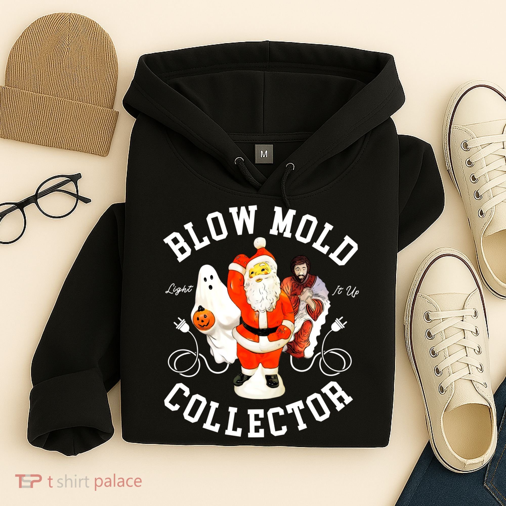 Blow Mold Collector Light It Up Christmas Halloween Hoodie