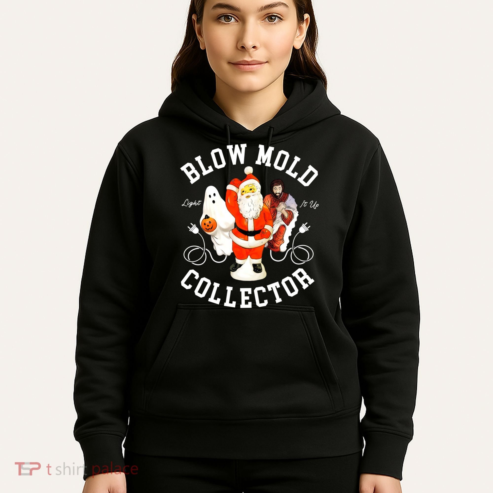 Blow Mold Collector Light It Up Christmas Halloween Hoodie