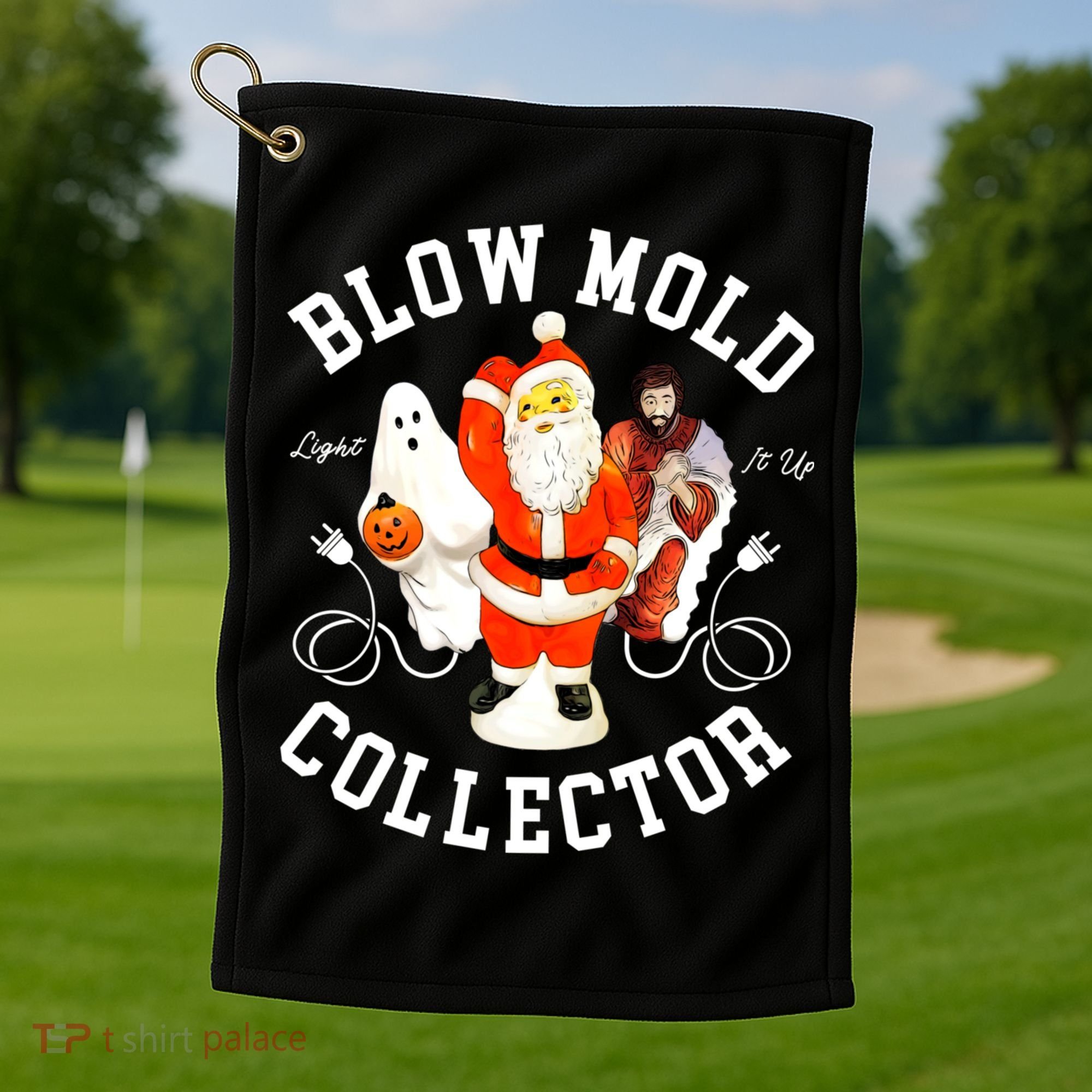 Blow Mold Collector Light It Up Christmas Halloween Golf Towel