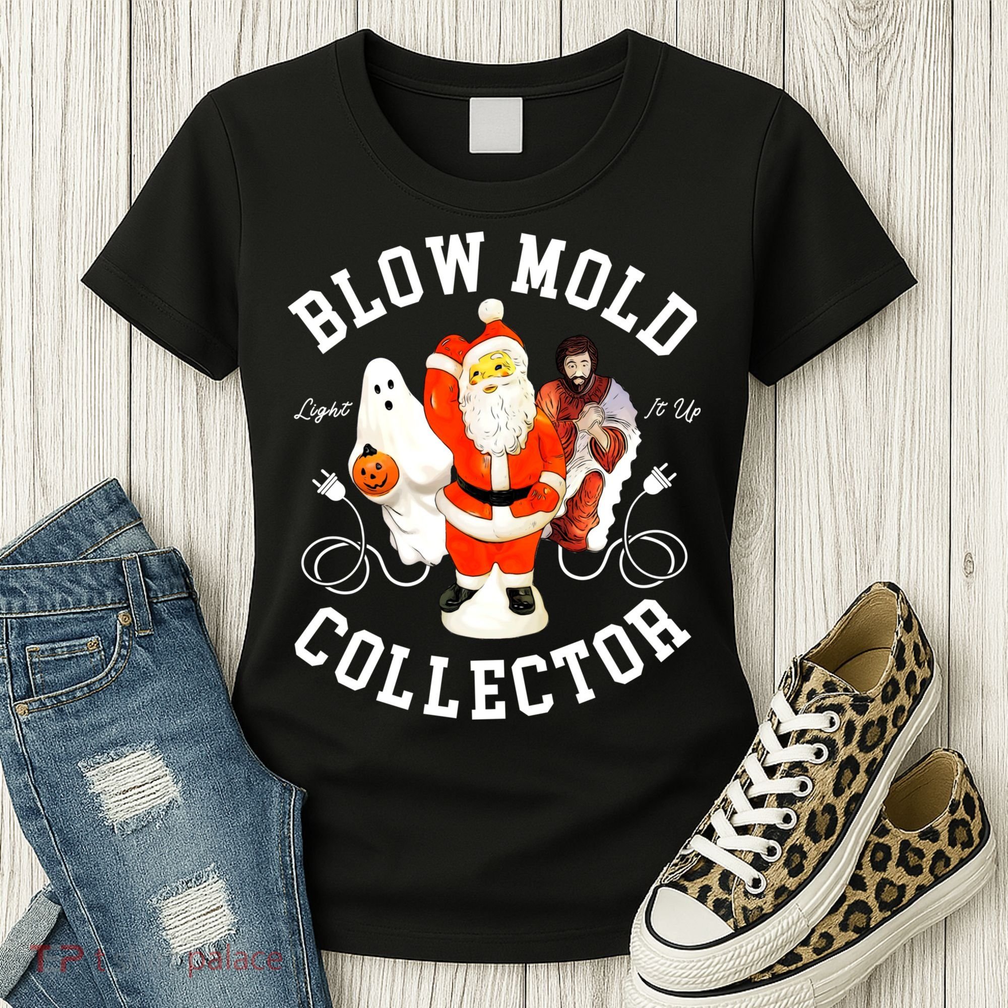 Blow Mold Collector Light It Up Christmas Halloween Women's T-Shirt