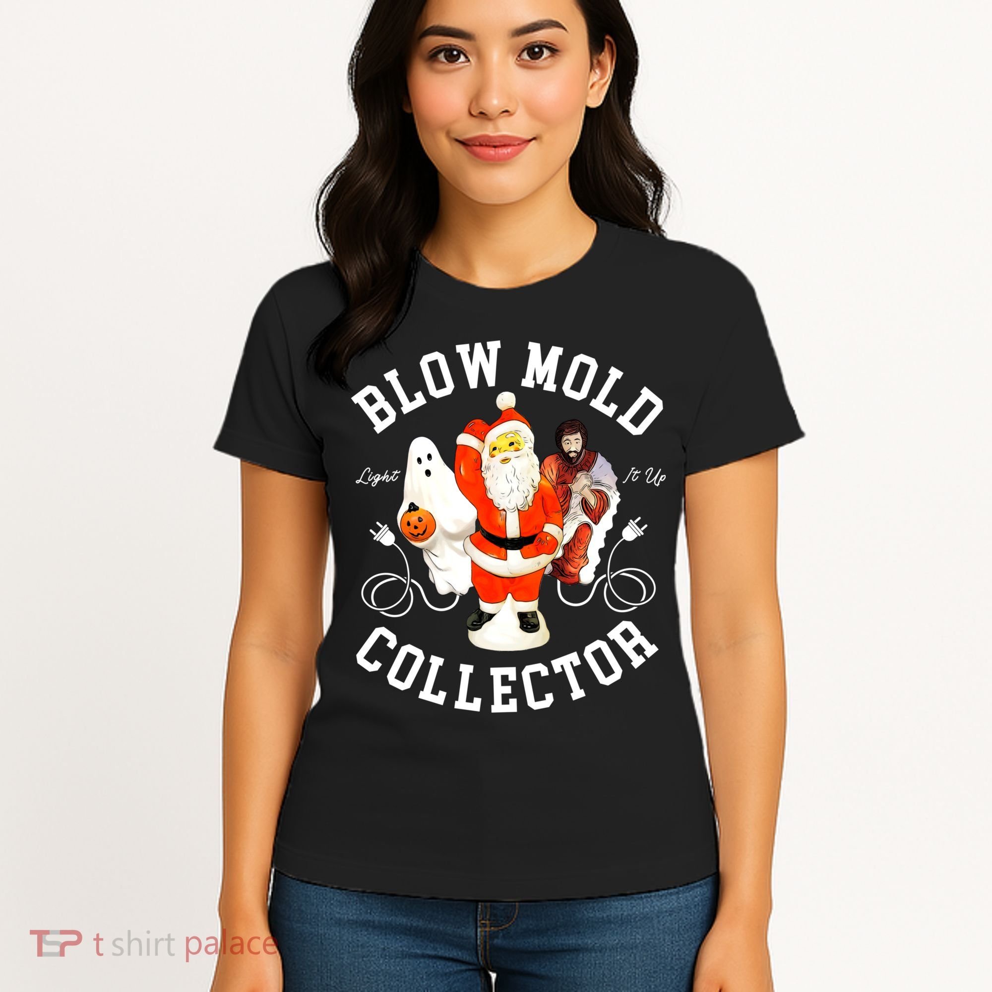 Blow Mold Collector Light It Up Christmas Halloween Women's T-Shirt