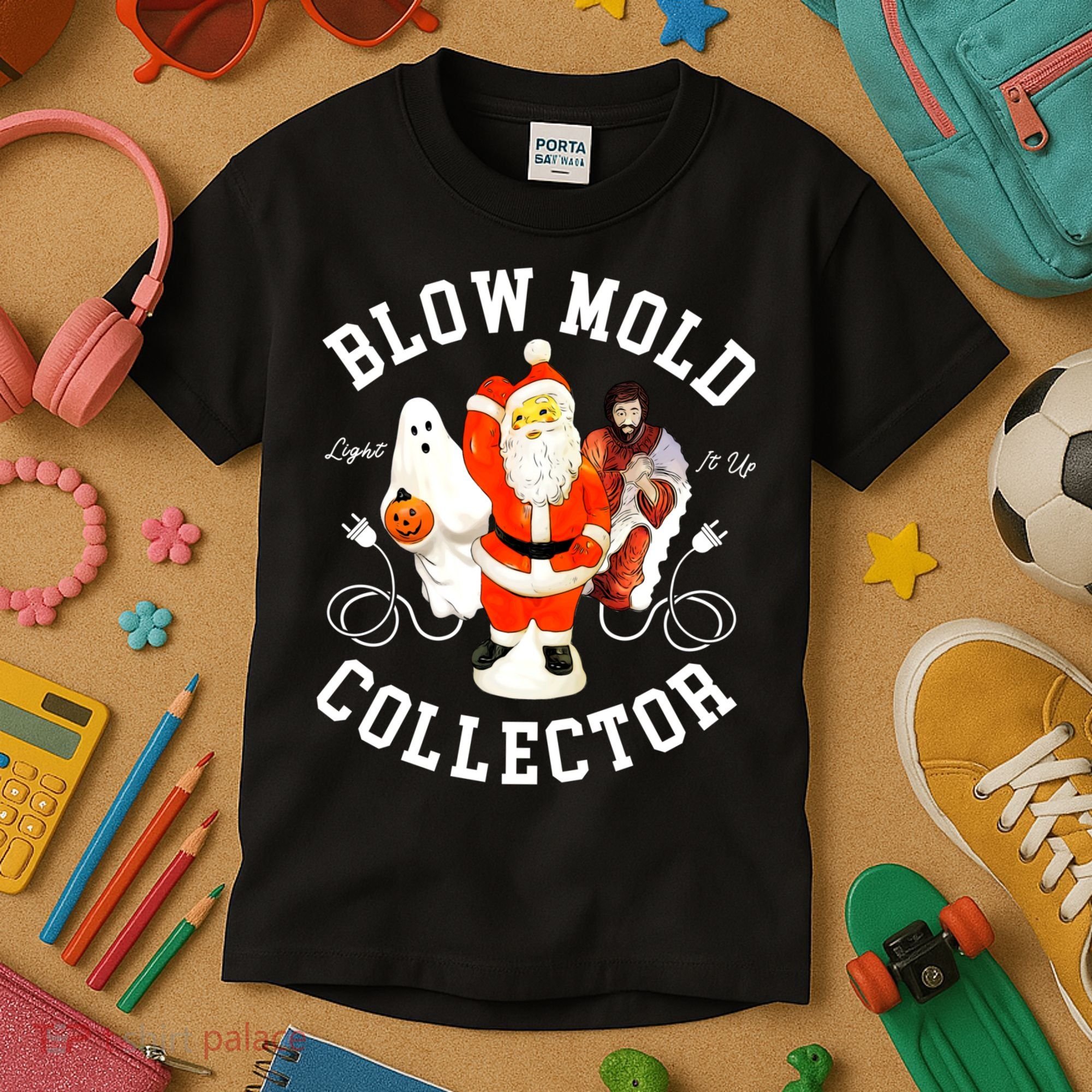 Blow Mold Collector Light It Up Christmas Halloween Kids T-Shirt