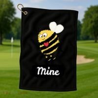 Be Mine Cute Funny Bee Bumblebee Honeybee Valentine's Day Gift Golf Towel thumb 1