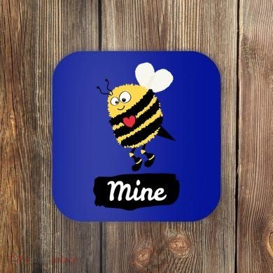 Be Mine Cute Funny Bee Bumblebee Honeybee Valentine's Day Gift Coaster