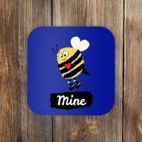 Be Mine Cute Funny Bee Bumblebee Honeybee Valentine's Day Gift Coaster thumb 0