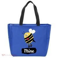 Be Mine Cute Funny Bee Bumblebee Honeybee Valentine's Day Gift Tote Bag thumb 0