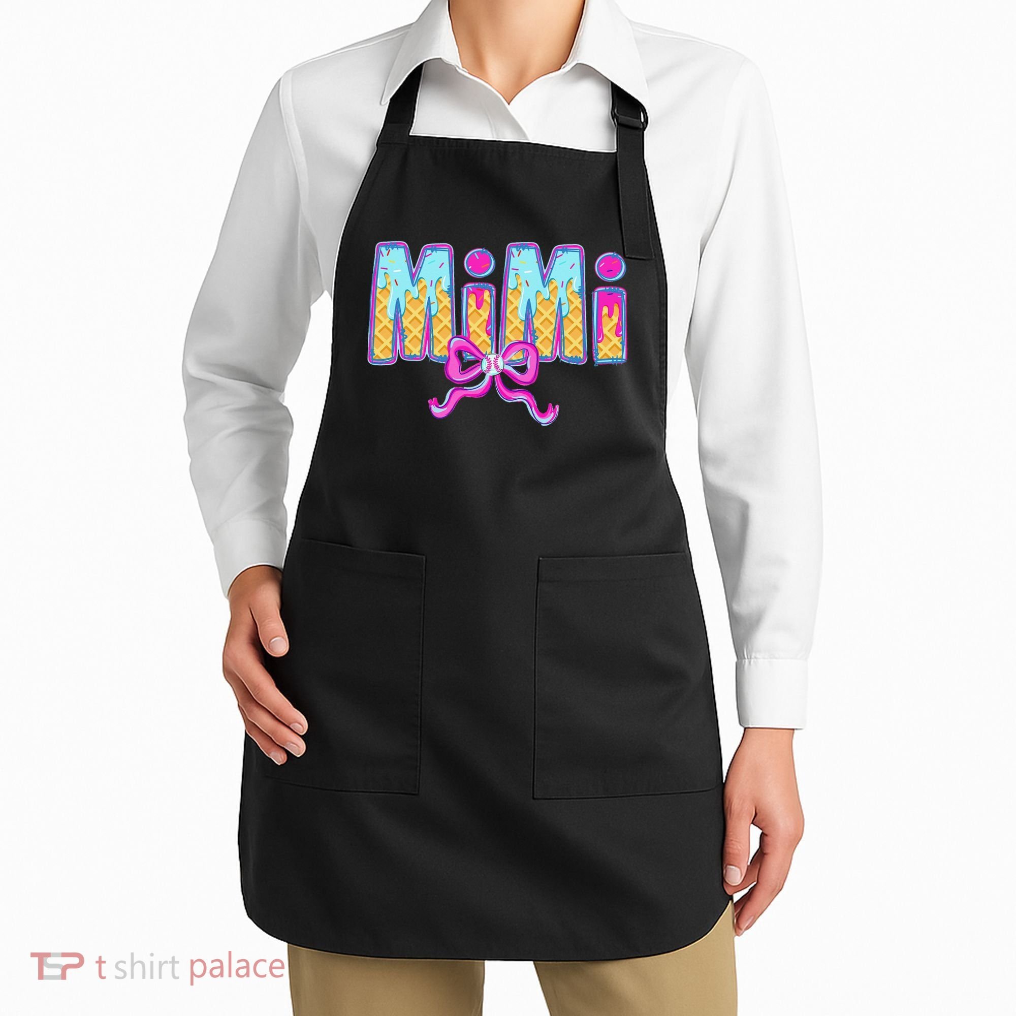 Baseball Mimi Coquette Bow Ice Cream Baseball Drip For Apron