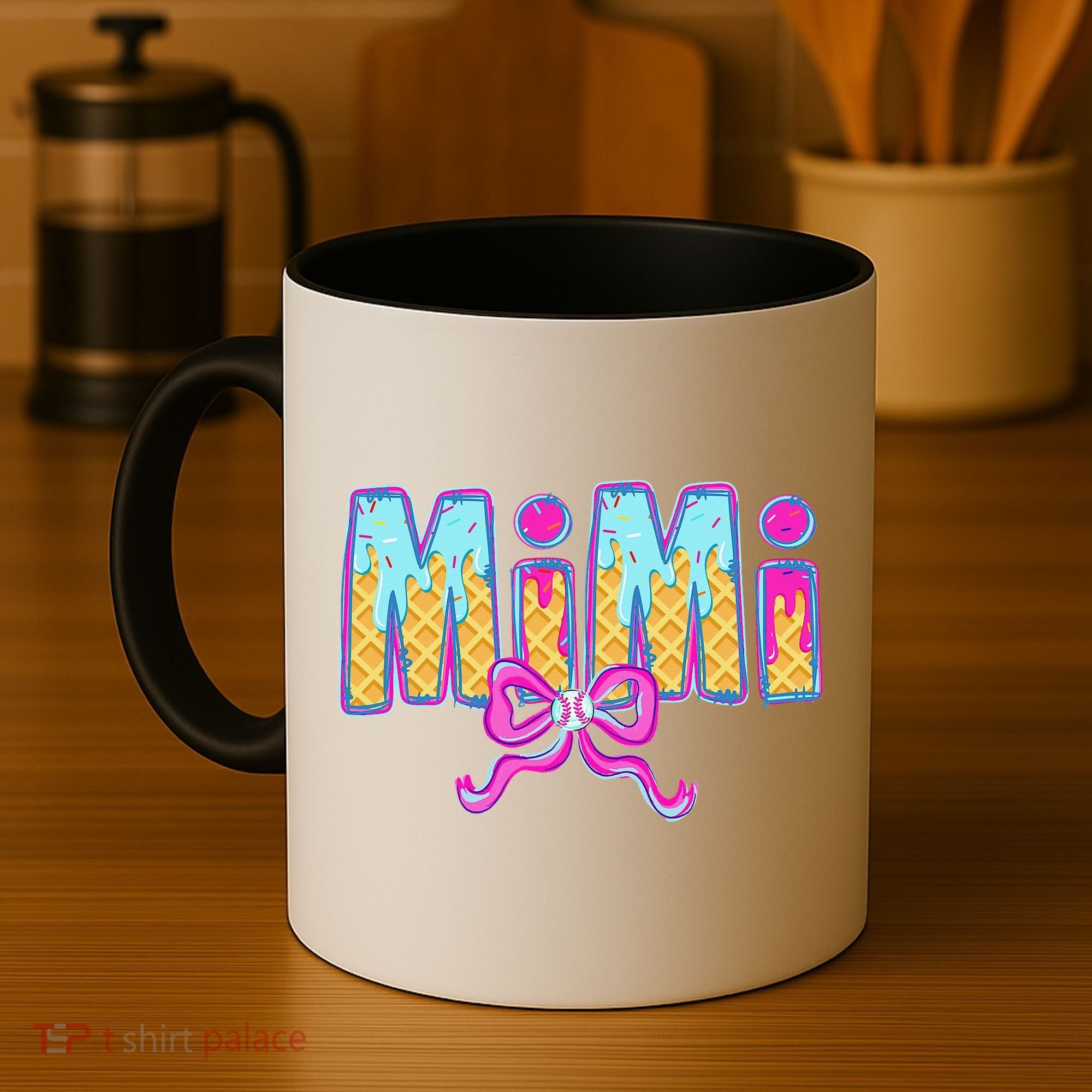 Baseball Mimi Coquette Bow Ice Cream Baseball Drip For Coffee Mug