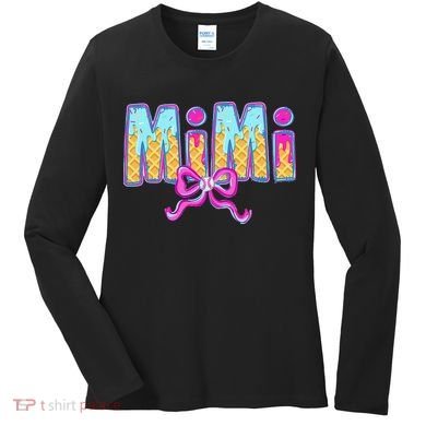 Baseball Mimi Coquette Bow Ice Cream Baseball Drip For Women's Long Sleeve Shirt